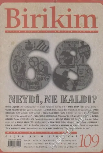 Birikim Aylık Sosyalist Kültür Dergisi - 1968 Özel Sayısı - Sayı: 109      Mayıs