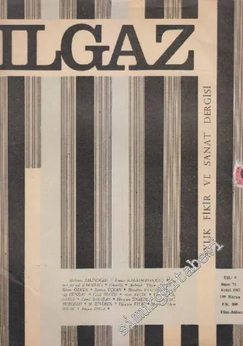 Ilgaz Aylık Fikir ve Sanat Dergisi - Sayı: 72    Yıl: 6  Eylül 1967