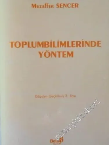 Toplumbilimlerinde Yöntem -        1989