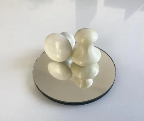 Mantar Kesim Gua Sha Beyaz Opal Taşı - Vücut ve Yüz Cilt Masaj Taşı