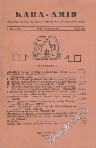 Kara Amid: Ziya Gökalp Sayısı - Eylül, 1956, Sayı: 1       1956