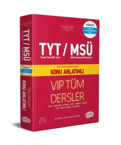 Editör TYT MSÜ VIP Tüm Dersler Konu Anlatımlı
