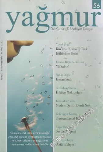 Yağmur Dil, Kültür  ve Edebiyat Dergisi - Sayı: 56    13  Eylül - Ekim