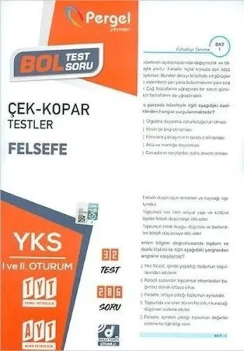 Pergel YKS-AYT-TYT Felsefe Çek Kopar Testler 1. ve 2. Oturum-YENİ