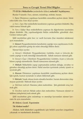 Soru ve Cevaplı Dini Bilgiler Şafiiler İçin
