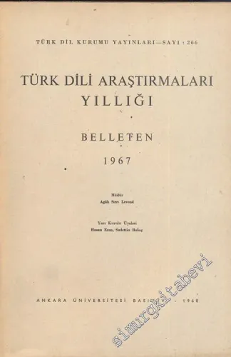 Türk Dili Araştırmaları Yıllığı Belleten 1967 - Yıl: 1967        1968