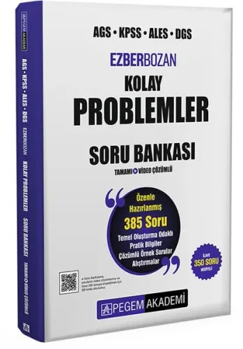 Pegem Akademi Ags - Kpss - Ales - Dgs Ezberbozan Kolay Problemler Tamamı Çözümlü Soru Bankası