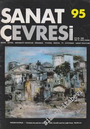 Sanat Çevresi Aylık Sanat Dergisi - Resim, Heykel, Dekoratif Sanatlar, Mimarlık, Tiyatro, Sinema, TV, Fotoğraf, Sanat Olayları - Dosya: Hasan Kavruk -”Ortaköy'de Eski Bir Mahalle” 1984. Duralit Üzerine Yağlı Boya. 30x35 cm. - Sayı: 95      Eylül