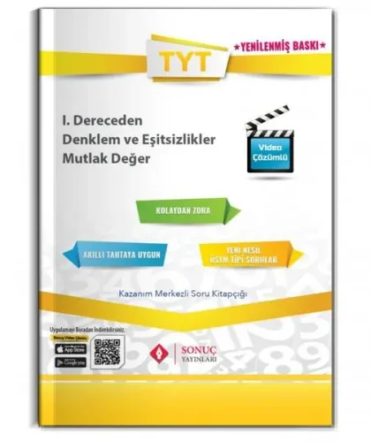 Sonuç Yayınları TYT 1. Dereceden Denklem ve Eşitsizlikler Mutlak Değer