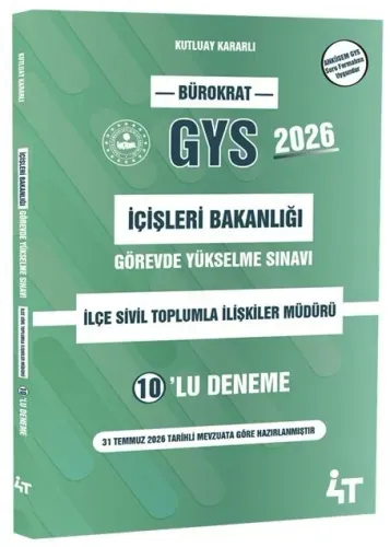 4T Yayınları GYS İçişleri Bakanlığı İlçe Sivil Toplumla İlişkiler Müdürü 10'lu Deneme