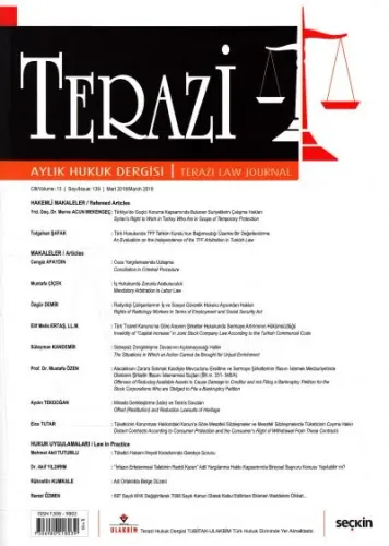 Terazi Aylık Hukuk Dergisi Cilt:13 Sayı:139 Mart 2018