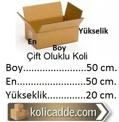 Çift Oluklu Koli 50x50x20 cm.