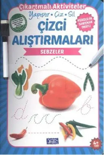 Çizgi Alıştırmaları - Sebzeler; Yapıştır - Çiz - Sil