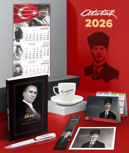 2026 Atatürk Gazi Paşa Ajanda - Ayyıldız Duvar Takvimi - Masa Takvimi 