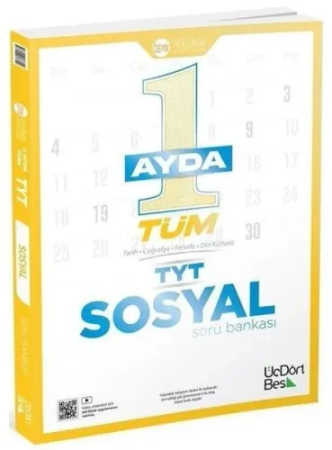 ÜçDörtBeş Yayınları 1 Ayda Tüm TYT Sosyal Soru Bankası