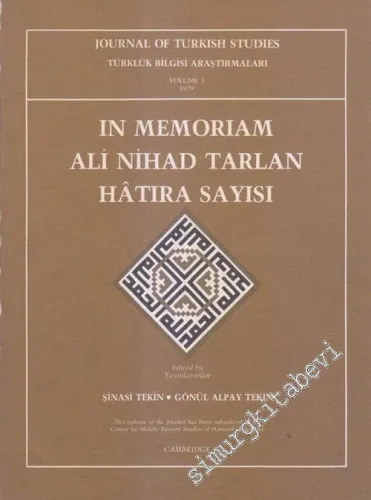In Memoriam: Ali Nihat Tarlan Hatıra Sayısı -   Volume 3     1979