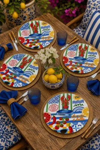 Sicilya Serisi Kolaj 4'lü Supla Set – Sicilya Temalı - 30 cm, 3 mm MD