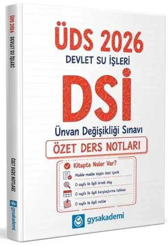 GYS Akademi 2027 ÜDS Devlet Su İşleri (DSİ) Özet Ders Notları