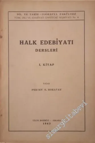 Halk Edebiyatı Dersleri Cilt 1 -        1942