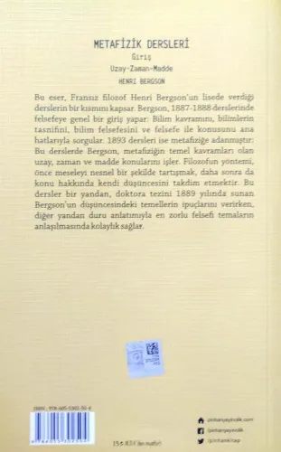 Metafizik Dersleri Uzay - Zaman - Madde Henri Bergson Pinhan Yayıncılı