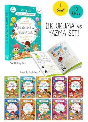 1.Sınıf İlk Okuma Ve Yazma Seti 10 Kitap-(Anetil)