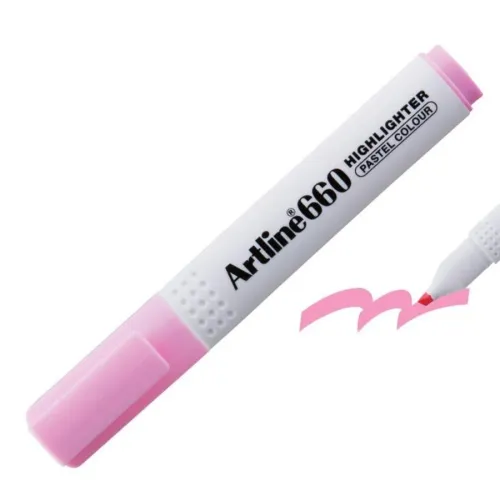Artline 660 Fosforlu Kalem Kesik Uç:1,0-4,0mm Pastel Pink