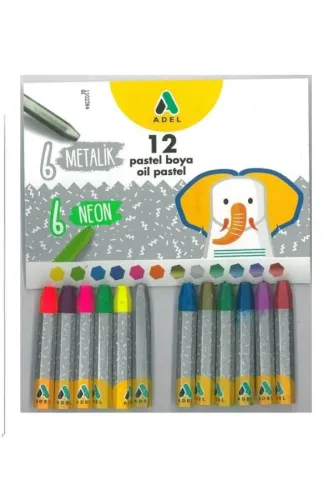 ADEL METALİK FOSFORLU PASTEL BOYA 12 li