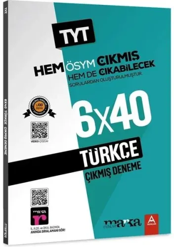 TYT Türkçe ÖSYM Çıkmış ve Çıkabilecek 6 Deneme Sınavı Tamamı Video Çözümlü Marka Yayınları