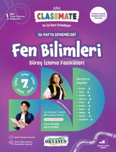Okyanus Yayınları 7. Sınıf Fen Bilimleri Classmate 36 Hafta Denemeleri