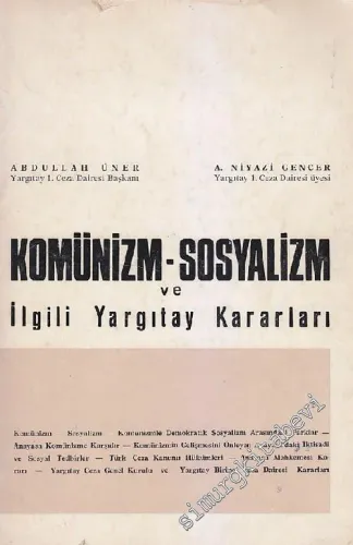 Komünizm - Sosyalizm ve İlgili Yargıtay Kararları - İMZALI -        1969