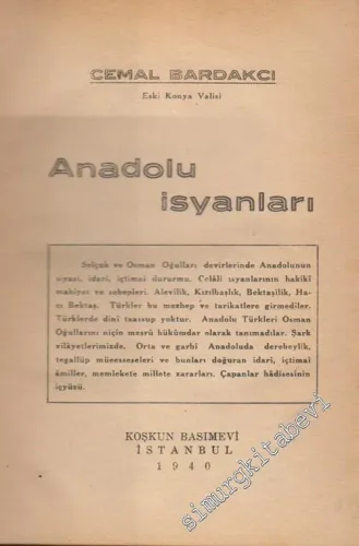 Anadolu İsyanları İMZALI -        1940