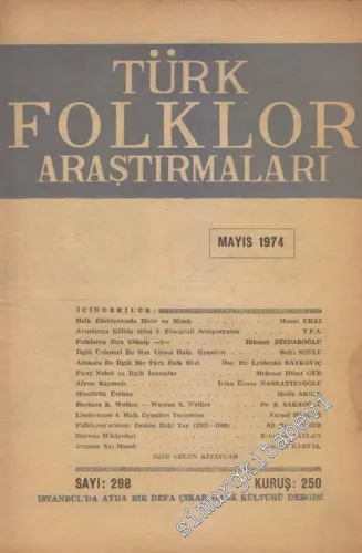 Türk Folklor Araştırmaları - Sayı: 298 Cilt: 15 Yıl: 26 Mayıs