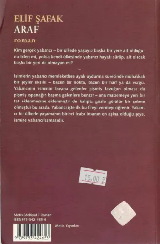 Araf Elif Şafak Epsilon Yayıncılık %49 indirimli