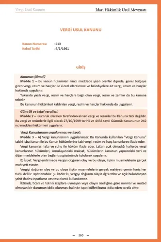 İdari Hakimlik Usul Mevzuatı