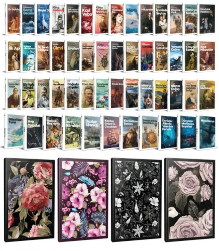 53 Dünya Klasiği ve Çiçekli Çizgili Defter Seti -1 - Halkkitabevi