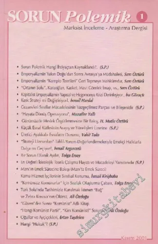 Sorun Polemik: Marksist İnceleme Araştırma Dergisi - Sayı: 1      Kasım