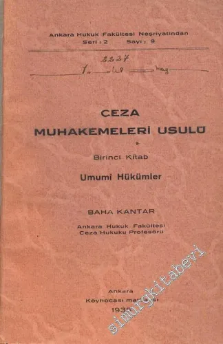Ceza Muhakemeleri Usulü 1. Kitap: Umumi Hükümler