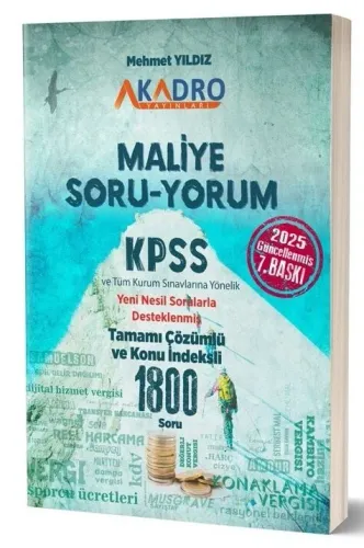 A Kadro Yayınları 2025 KPSS A Grubu Maliye Soru Yorum Soru Bankası