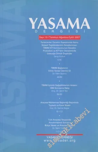 Yasama Dergisi - Sayı: 6    Yıl: 23  Temmuz - Ağustos - Eylül