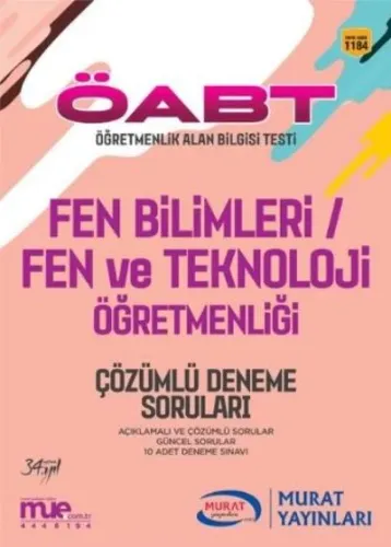 Murat KPSS ÖABT Fen Bilimleri-Fen ve Teknoloji Öğretmenliği Çözümlü Deneme Soruları 1184
