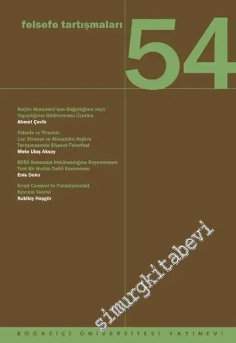 Felsefe Tartışmaları 54. Kitap - Sayı: 54       2018