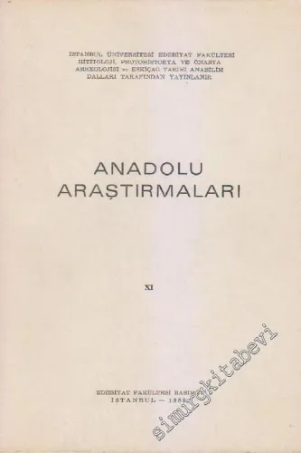 Anadolu Araştırmaları - Sayı: 11, 1989       1989