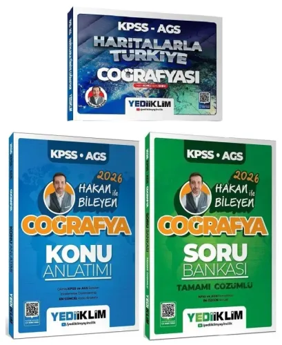 Yediiklim Yayınları 2026 KPSS MEB-AGS Haritalarla Türkiye Coğrafyası Konu Anlatımı ve Soru Bankası 3'lü Set