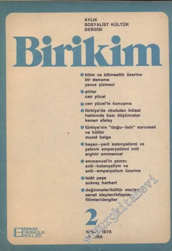 Birikim Aylık Sosyalist Kültür Dergisi - Sayı: 2, Nisan 1975