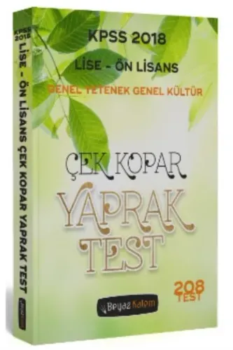 Beyaz Kalem KPSS Lise-Önlisans Genel Yetenek Genel Kültür Çek Kopar Yaprak Test 2018