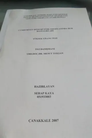 Cumhuriyet Dönemi Türk Edebiyatında Ruh Hastalıkları