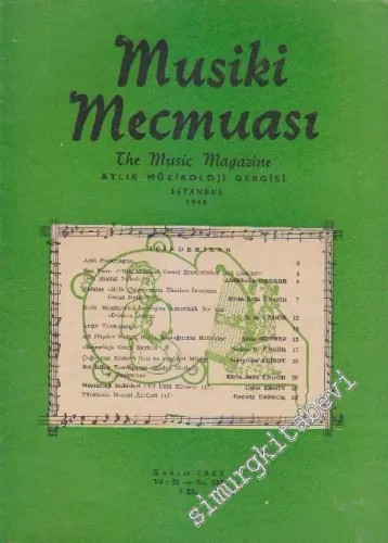 Musiki Mecmuası Aylık Müzikoloji Dergisi  - Sayı: 252    Yıl: 21  Kasım 1969