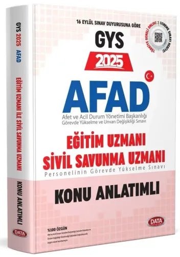 Data Yayınları 2025 AFAD Eğitim Uzmanı - Sivil Savunma Uzmanı GYS Konu Anlatımlı