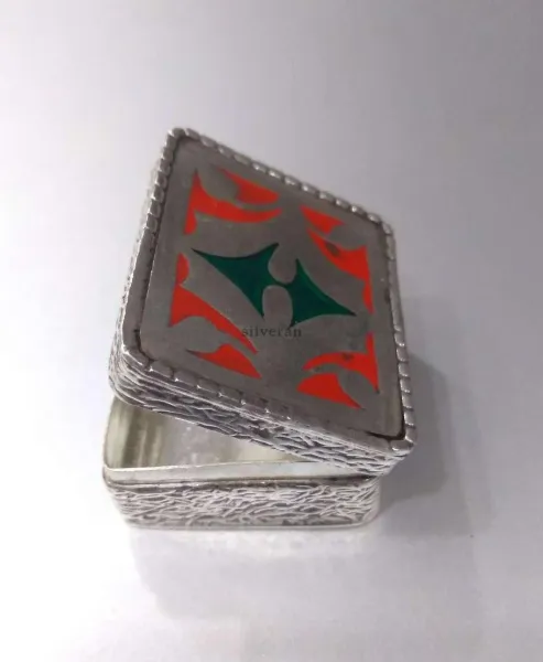 SBX008 - Gümüş Kutu - Kilim Desenli - Özel İmalat - 900 Ayar Gümüş Kut