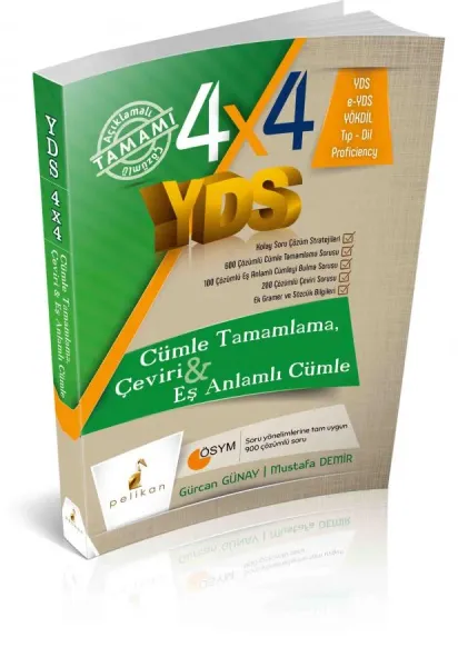 4x4 YDS Seti Cümle Tamamlama Çeviri ve Eş Anlamlı Cümle
